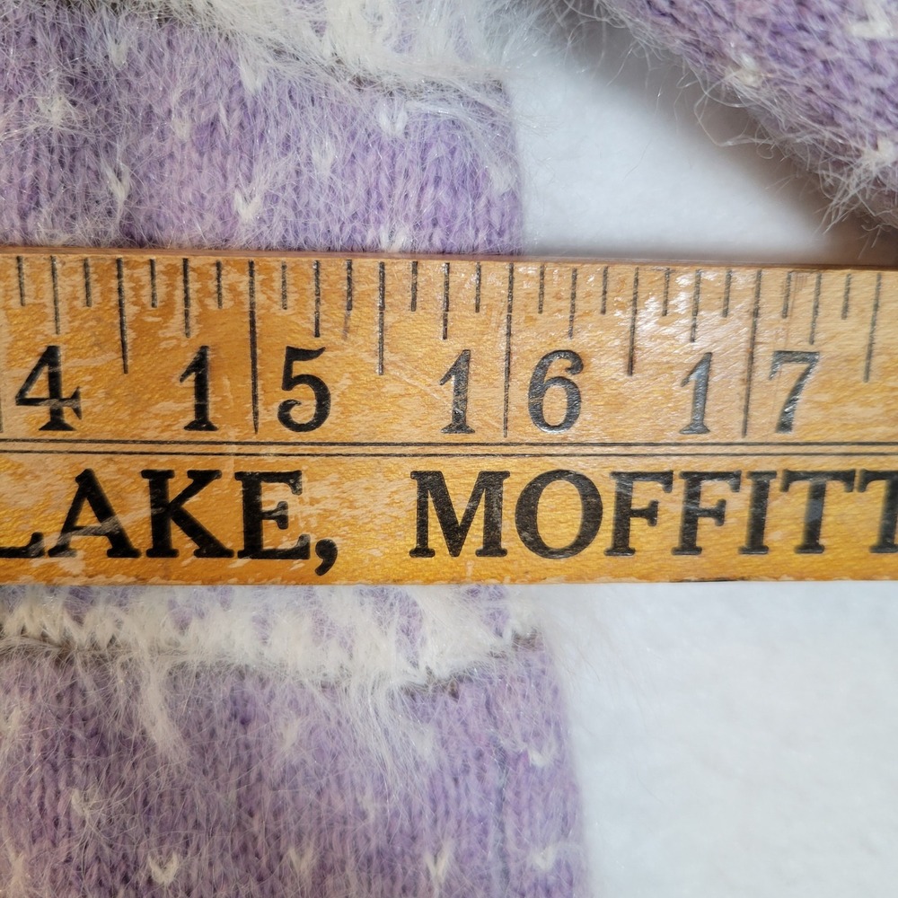 Sleeping on Snow Womens Fair Isle Knit Wool Eyelash Sweater Size Small Purple - Picture 9 of 11